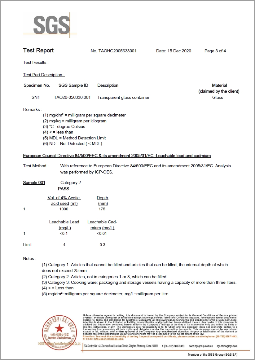 Glass Leachable lead (Pd) and Cadmium (Cd) Test Report ,From China Factory ,Test Report-HOWCANDLE-Candles,Scented Candles,Aromatherapy Candles,Soy Candles,Vegan Candles,Jar Candles,Pillar Candles,Candle Gift Sets,Essential Oils,Reed Diffuser,Candle Holder,