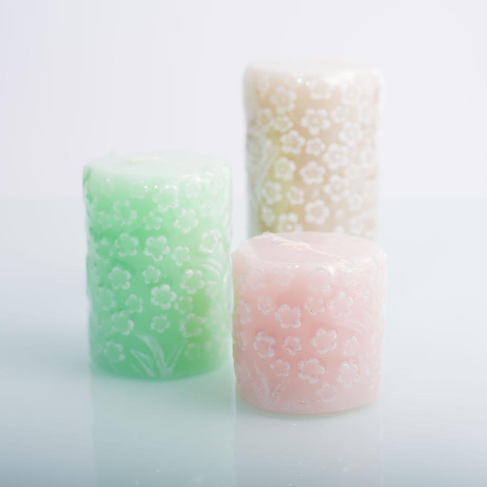 Big Pillar Candles：Emboss Plum Flower , Colorful Candle ,Shrink Plastic Film Package ,China Factory ,Best Price-HOWCANDLE-Candles,Scented Candles,Aromatherapy Candles,Soy Candles,Vegan Candles,Jar Candles,Pillar Candles,Candle Gift Sets,Essential Oils,Reed Diffuser,Candle Holder,