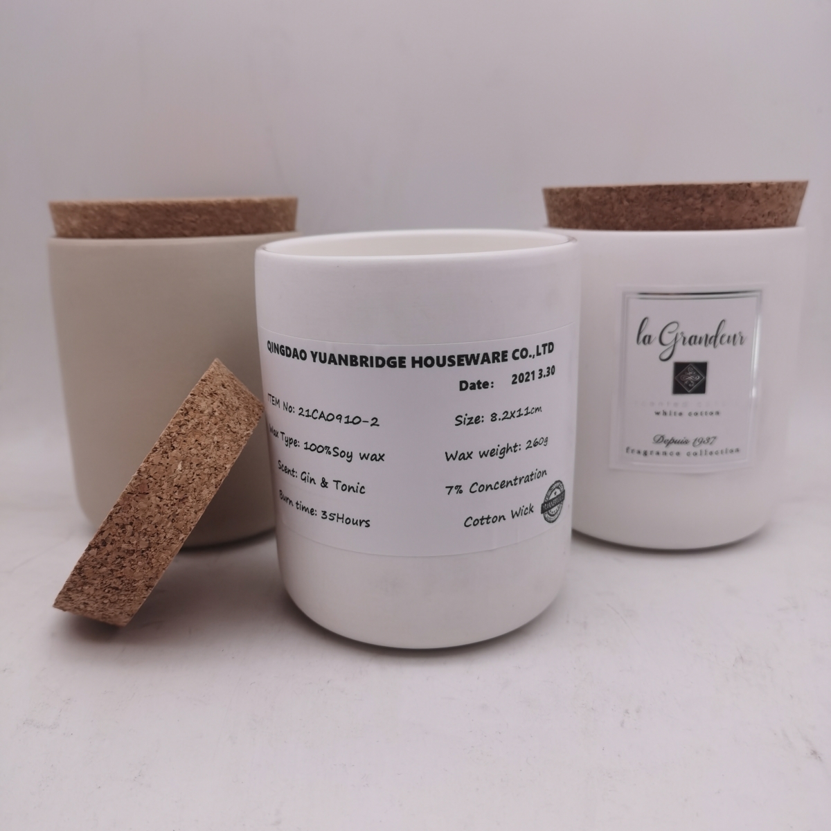 Scented Candles：White Ceramic Jar ,Cork lid ,Vegan Candles ,Private Label ,China Factory ,Price-HOWCANDLE-Candles,Scented Candles,Aromatherapy Candles,Soy Candles,Vegan Candles,Jar Candles,Pillar Candles,Candle Gift Sets,Essential Oils,Reed Diffuser,Candle Holder,