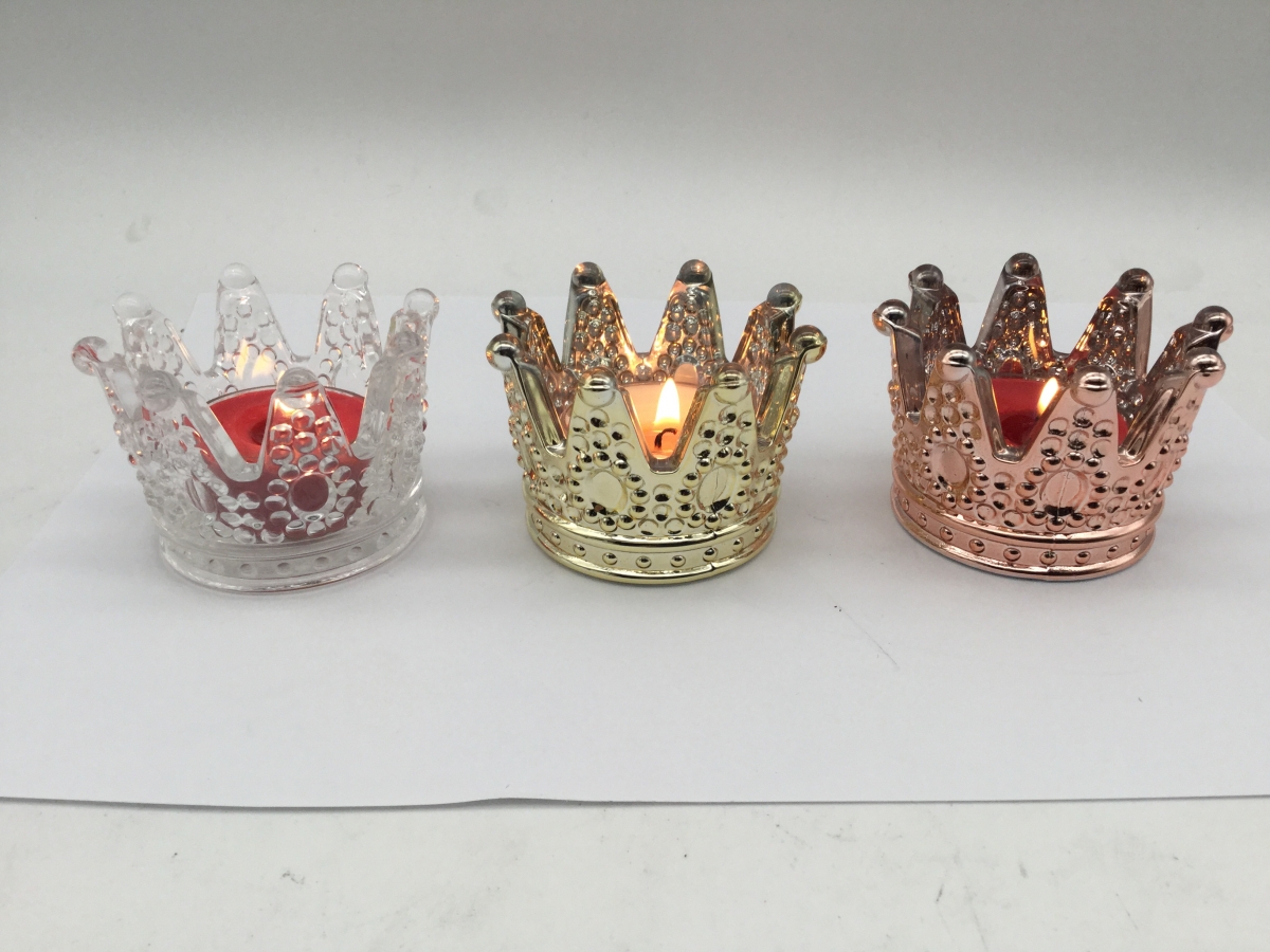 Crown Candle Holder : Gold ,Rose Gold ,Glass Crown ,China Factory ,Best Pirce-HOWCANDLE-Candles,Scented Candles,Aromatherapy Candles,Soy Candles,Vegan Candles,Jar Candles,Pillar Candles,Candle Gift Sets,Essential Oils,Reed Diffuser,Candle Holder,