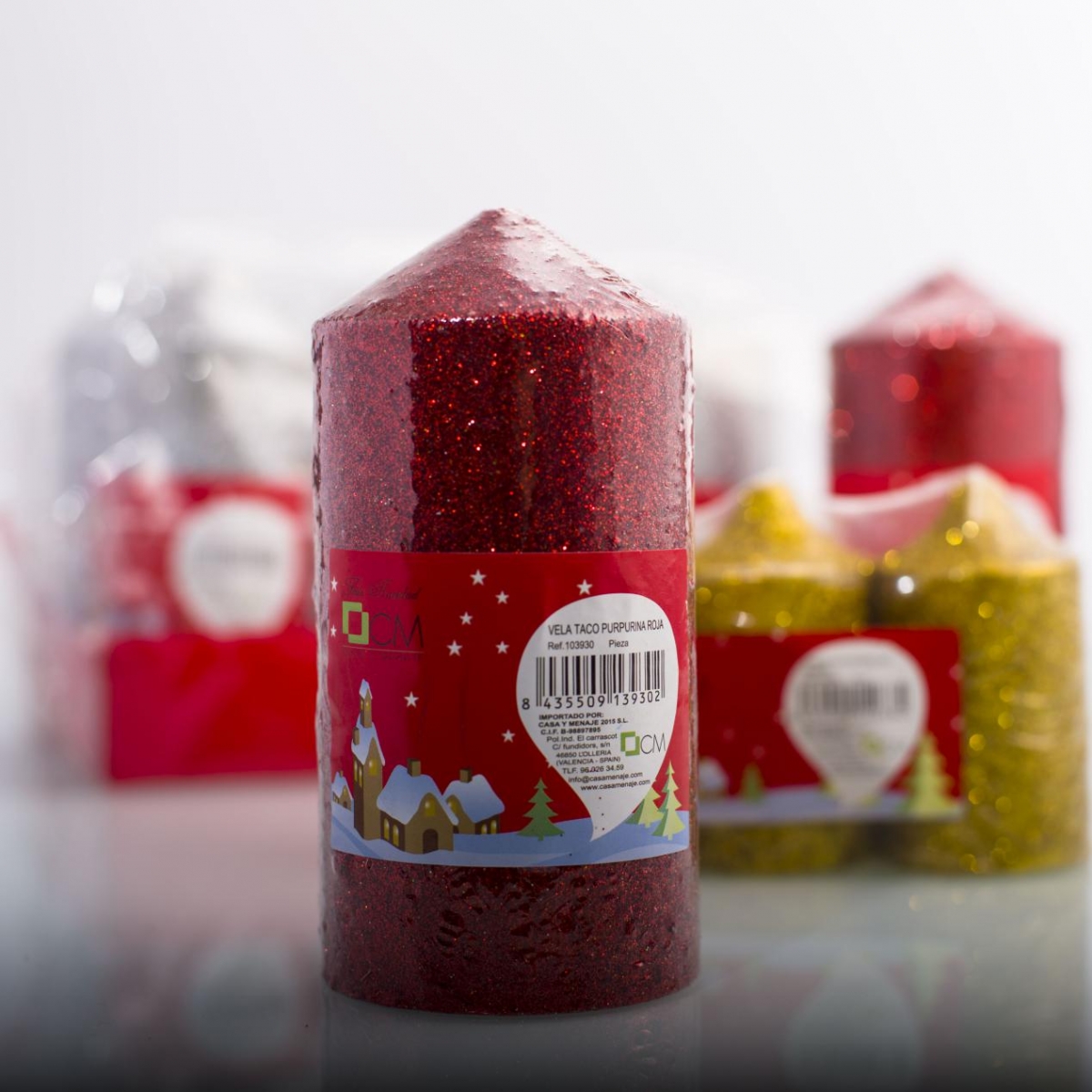Pillar Candles：Red Gold Dust , Set 6, Shrink Wrap, Christmas Home Decoration ,China Factory ,Cheapest Price-HOWCANDLE-Candles,Scented Candles,Aromatherapy Candles,Soy Candles,Vegan Candles,Jar Candles,Pillar Candles,Candle Gift Sets,Essential Oils,Reed Diffuser,Candle Holder,