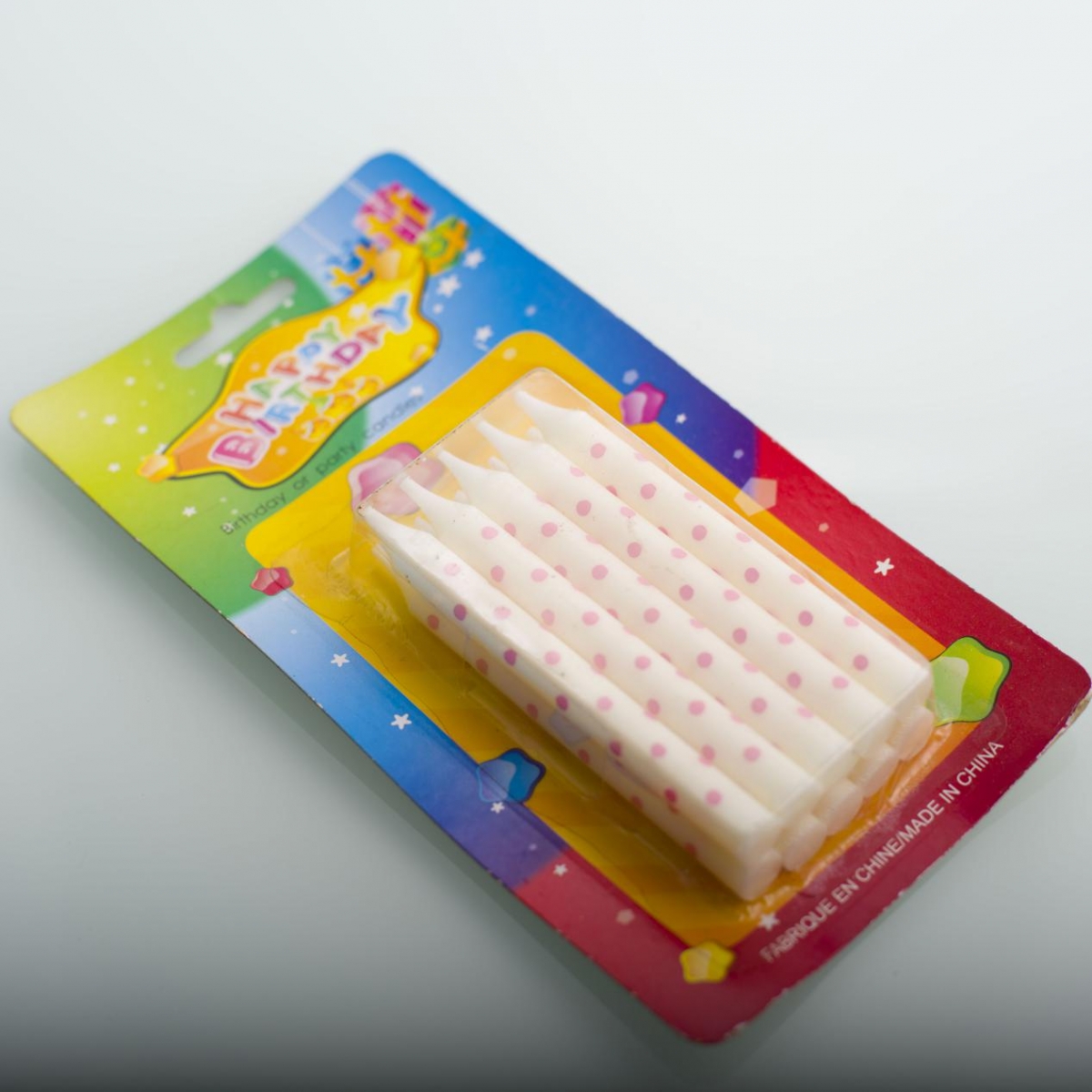 Birthday Cake Candles：Dots Printed, Small Size Taper Candle , Set 10 ,China Factory ,Wholesale ,Cheapest Price-HOWCANDLE-Candles,Scented Candles,Aromatherapy Candles,Soy Candles,Vegan Candles,Jar Candles,Pillar Candles,Candle Gift Sets,Essential Oils,Reed Diffuser,Candle Holder,