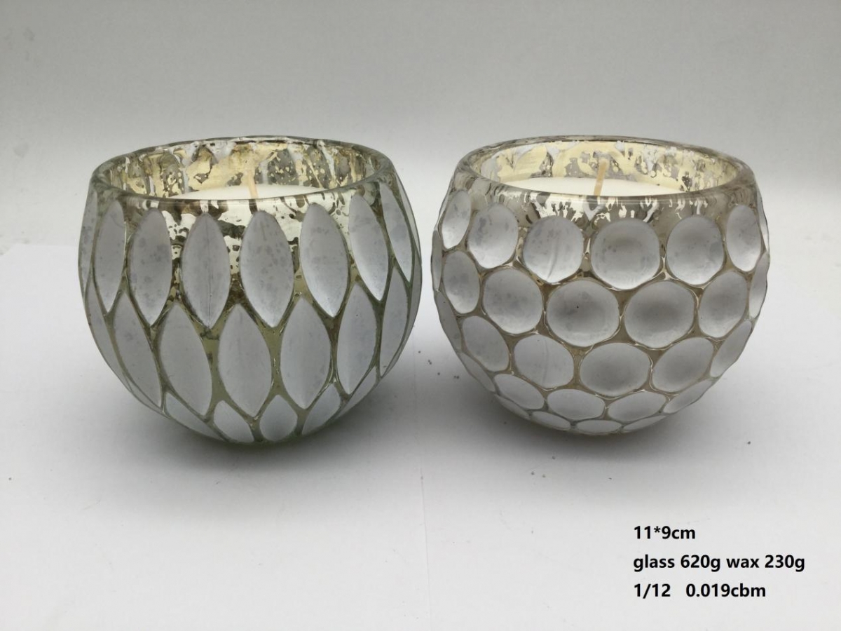Christmas Candle Holder : Full Geometric Leaf Emboss , Ball Shape Glass Jar ,White & Gold ,China Factory ,Price-HOWCANDLE-Candles,Scented Candles,Aromatherapy Candles,Soy Candles,Vegan Candles,Jar Candles,Pillar Candles,Candle Gift Sets,Essential Oils,Reed Diffuser,Candle Holder,