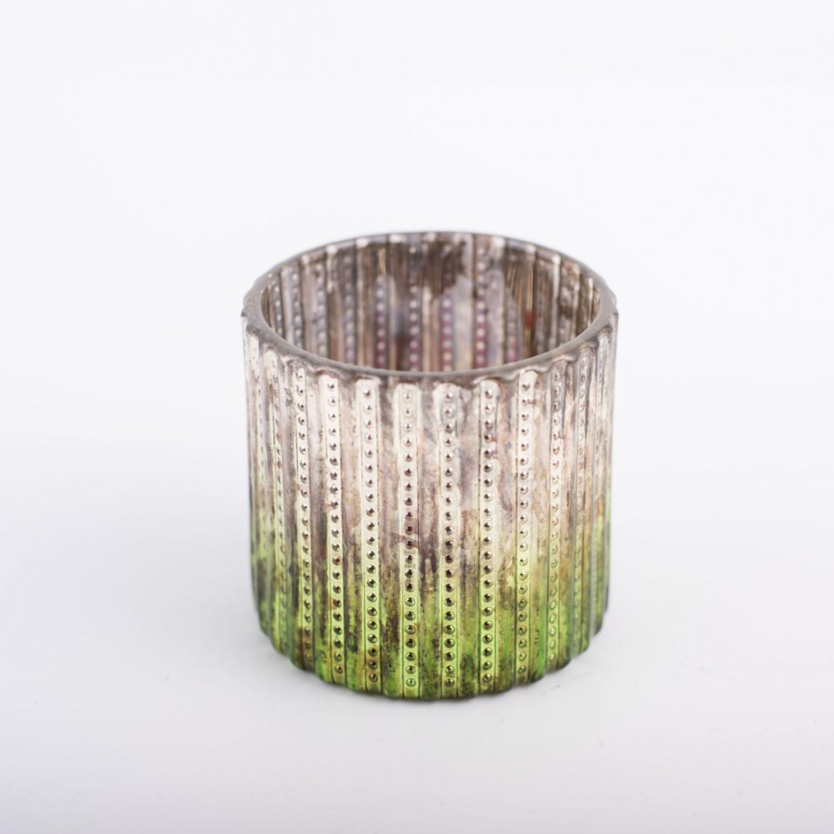 Candle Holder : Silver Gradient Green , Embossed Stripe ,Retro Glass Jar , Christmas Candle Jar ,China Factory ,Price-HOWCANDLE-Candles,Scented Candles,Aromatherapy Candles,Soy Candles,Vegan Candles,Jar Candles,Pillar Candles,Candle Gift Sets,Essential Oils,Reed Diffuser,Candle Holder,