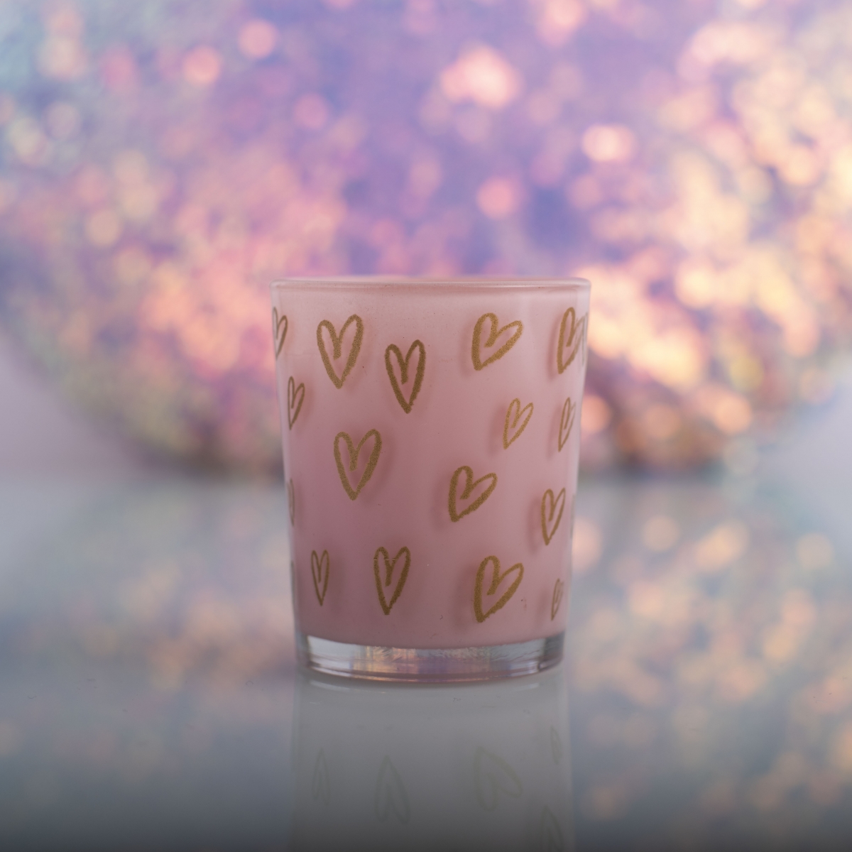 Valentine Candles : Pink Heart Glass , Romantic Ambience ,China Factory , Wholesale Price-HOWCANDLE-Candles,Scented Candles,Aromatherapy Candles,Soy Candles,Vegan Candles,Jar Candles,Pillar Candles,Candle Gift Sets,Essential Oils,Reed Diffuser,Candle Holder,