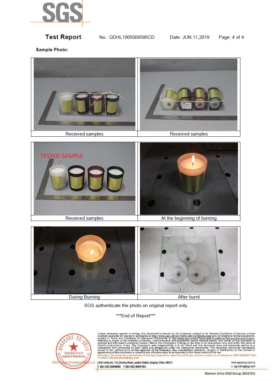 SGS Test Report -Candles-Specification For Fire Safety (EN 1593:2007) Specification For Sooting Behavior (EN 15426:2018) ,China Factory-HOWCANDLE-Candles,Scented Candles,Aromatherapy Candles,Soy Candles,Vegan Candles,Jar Candles,Pillar Candles,Candle Gift Sets,Essential Oils,Reed Diffuser,Candle Holder,