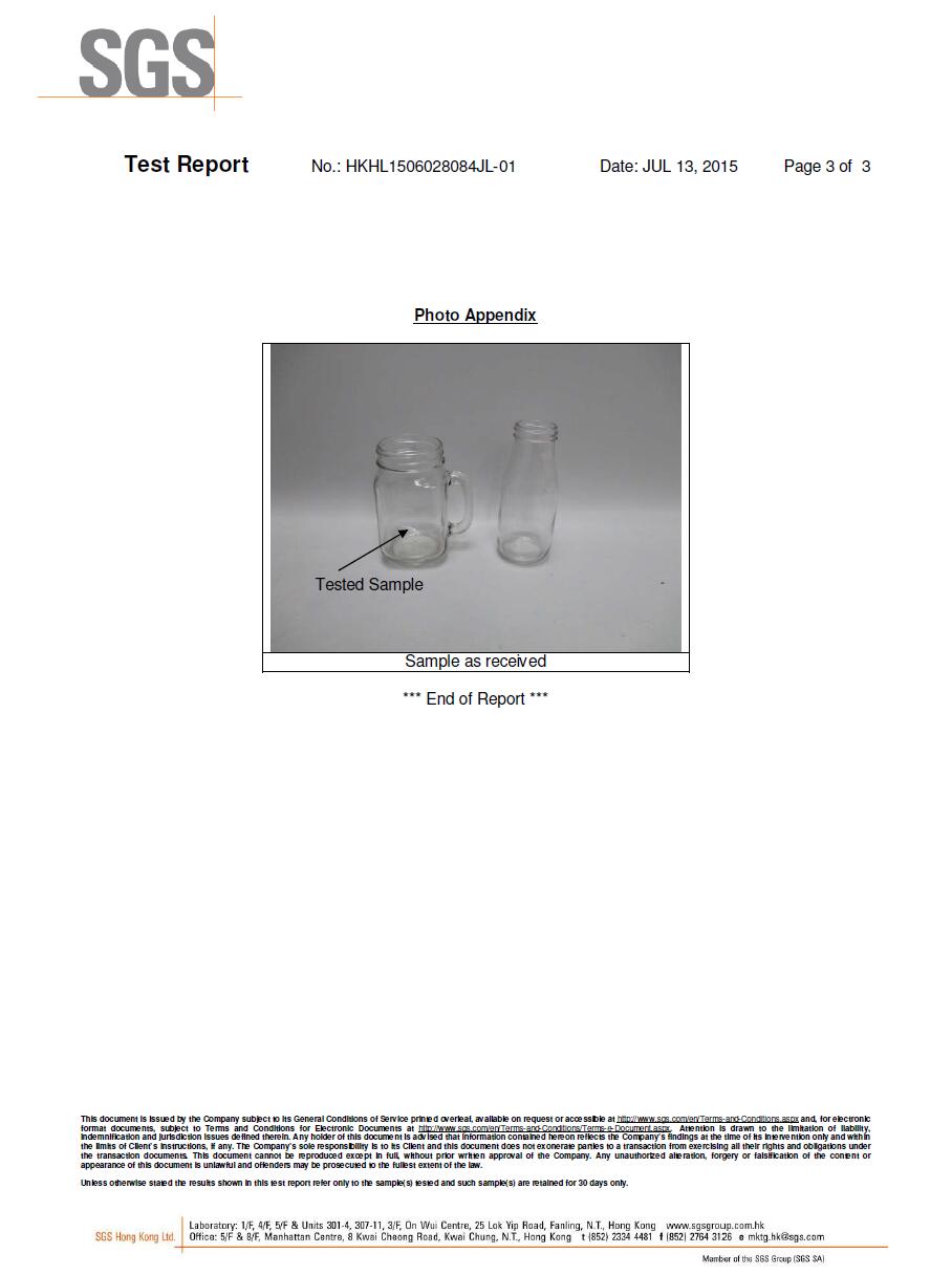 SGS Test Report -Transparent Glass Mug ,Glass Bottle – Extractable Heavy Metal ，Heavy metal migration Test , China Factory-HOWCANDLE-Candles,Scented Candles,Aromatherapy Candles,Soy Candles,Vegan Candles,Jar Candles,Pillar Candles,Candle Gift Sets,Essential Oils,Reed Diffuser,Candle Holder,